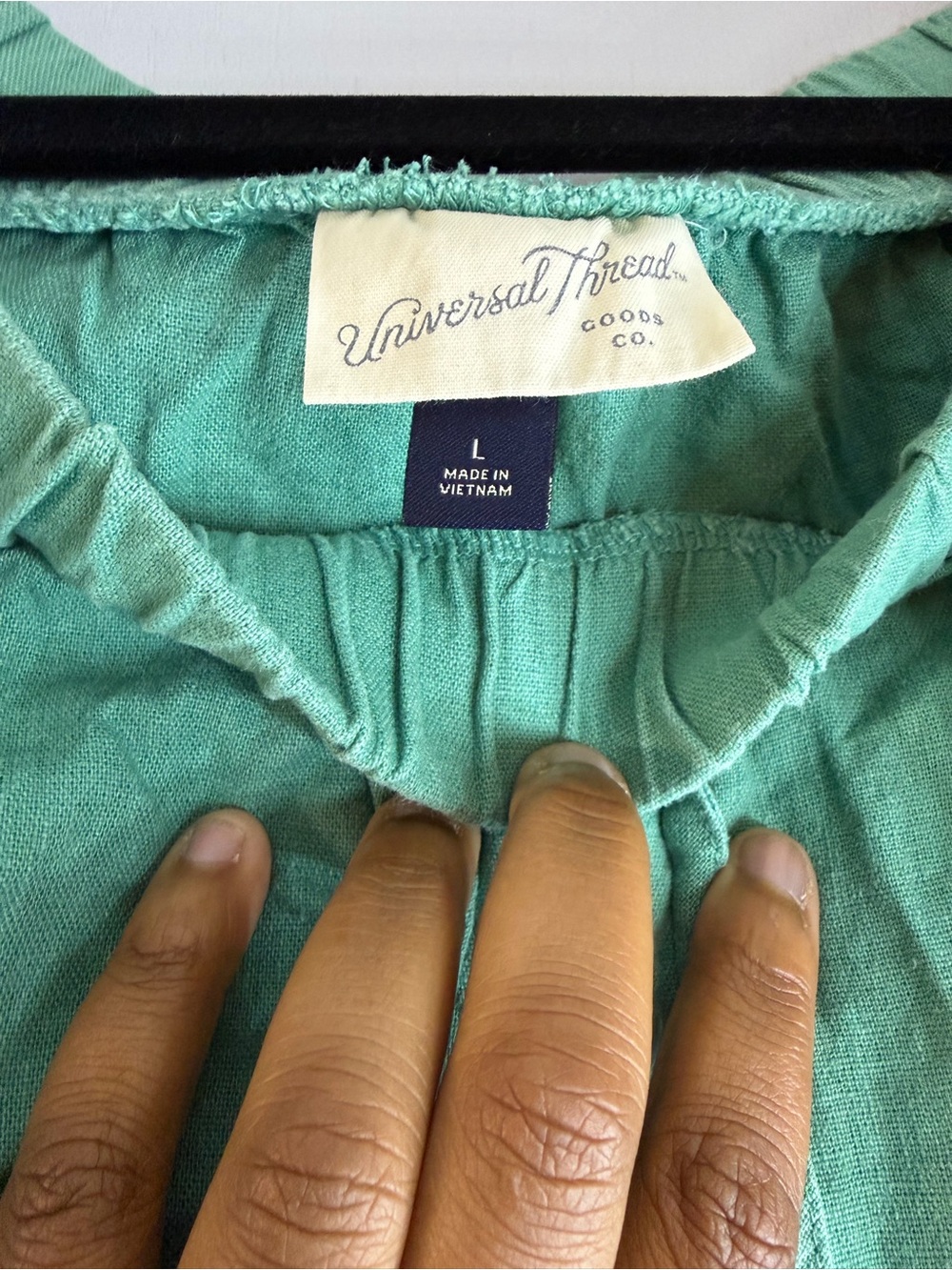 Universal Thread Linen Blend Matching Set | Soft Green Button Up & Shorts - Picture 5 of 5